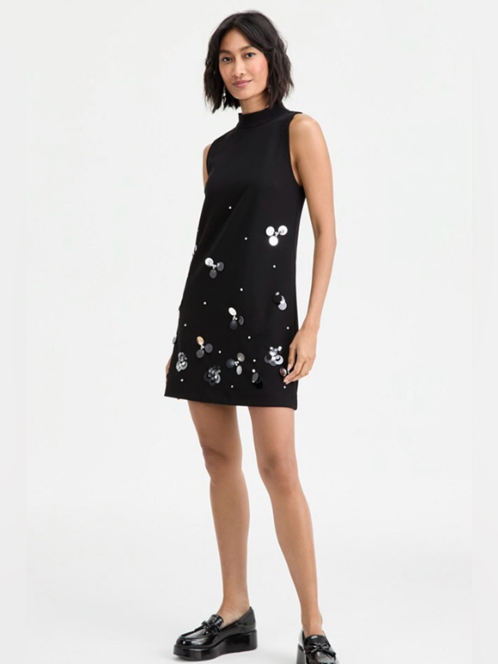 NWT On 34th Women’s Paillette Embellished Mock Neck Shift Dress